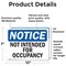 Signmission Not Intended For Occupancy, 10 in W x Rectangle, Vinyl Decal OS-2PACK-NS-D-710-L-15187 - alternate 4